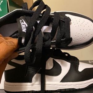 Nike dunks preschool size 12, black and white